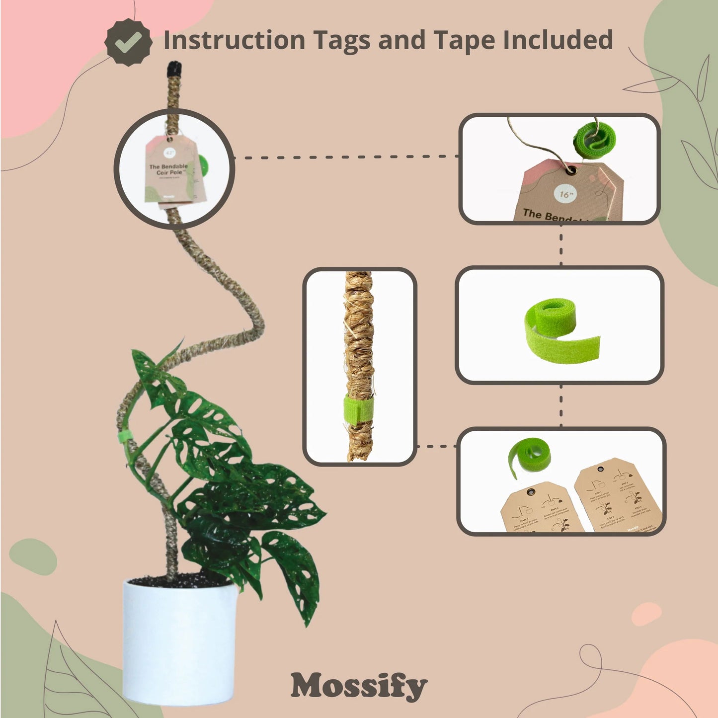 Mossify's Bendable Coir Pole™